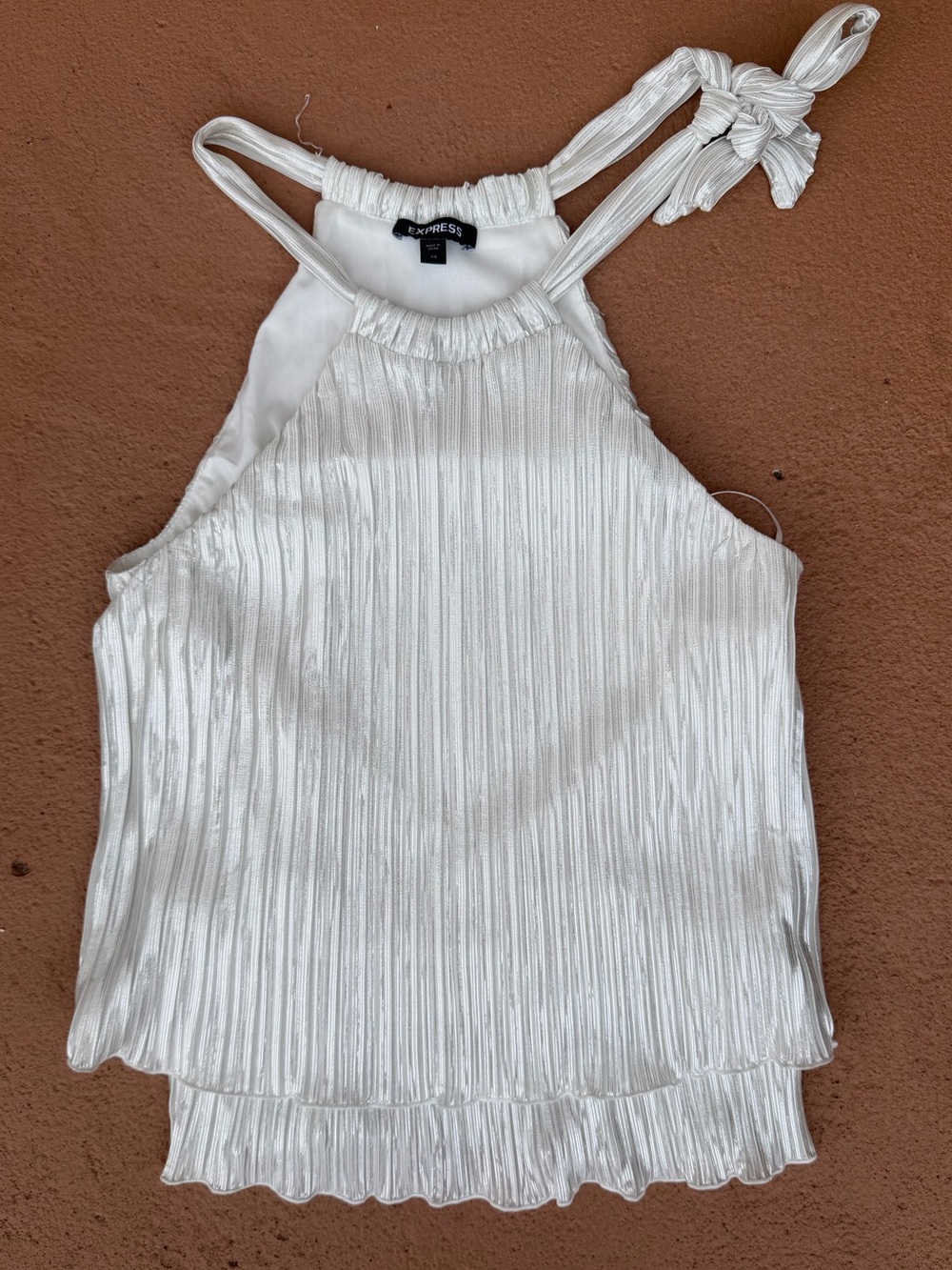 Express White Pleated Halter Camisole